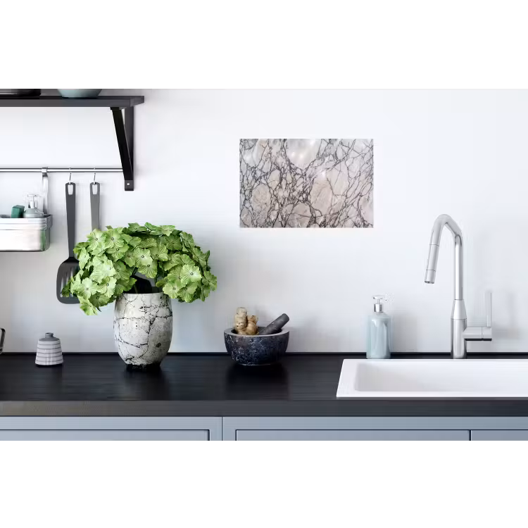 Marmer - Aderen - Patroon - Wit - Grijs Muursticker klein -keuken