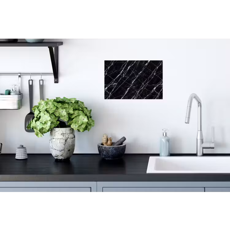 Marmer - Aders - Abstract - Zwart Muursticker klein -keuken