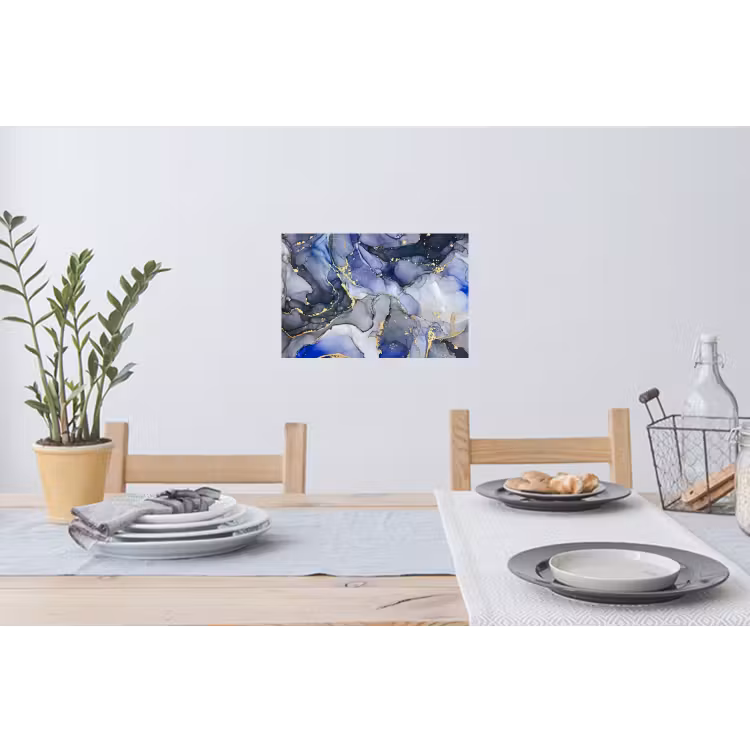 Marmer - Goud - Abstract - Blauw Muursticker klein -eettafel