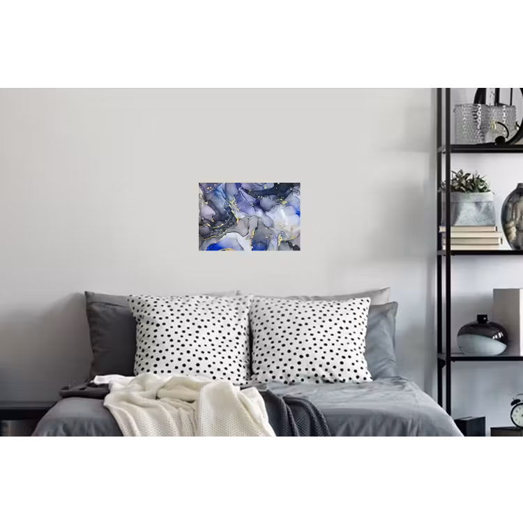 Marmer - Goud - Abstract - Blauw Muursticker klein -slaapkamer