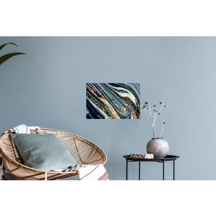 Marmer - Goud - Blauw - Glitter - Marmerlook - Abstract Muursticker klein -plant