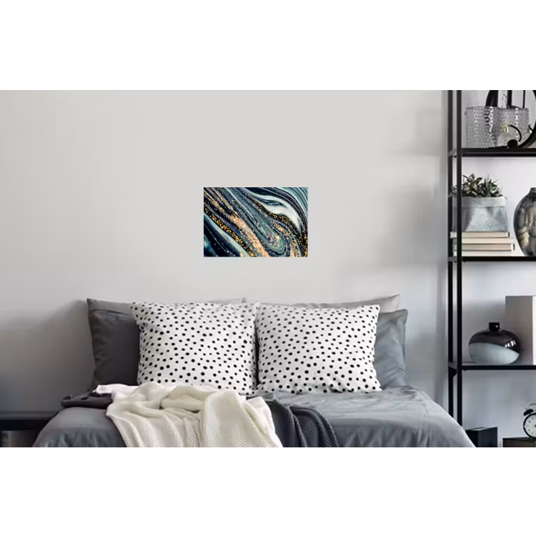 Marmer - Goud - Blauw - Glitter - Marmerlook - Abstract Muursticker klein -slaapkamer