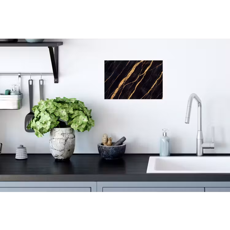 Marmer - Goud - Textuur - Abstract - Zwart Muursticker klein -keuken