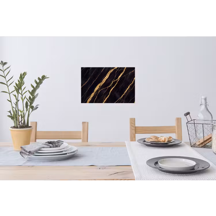 Marmer - Goud - Textuur - Abstract - Zwart Muursticker klein -eettafel
