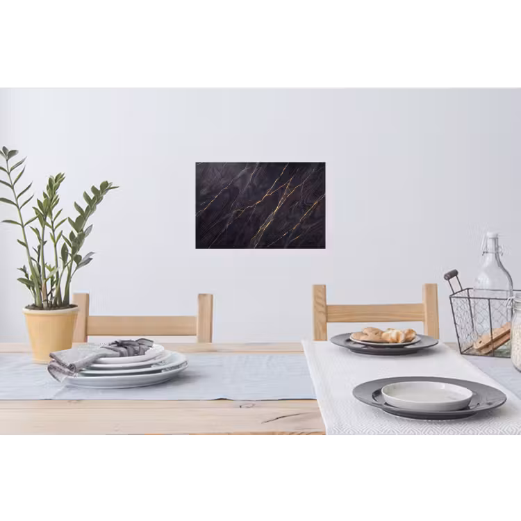 Marmer - Goudaders - Abstract - Modern - Zwart Muursticker klein -eettafel