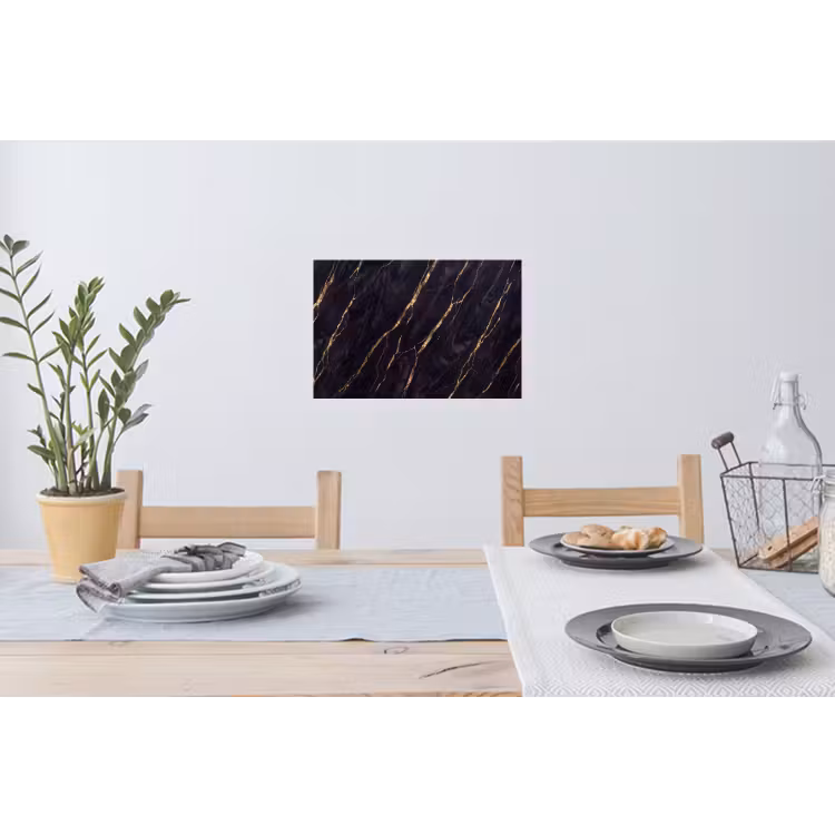 Marmer - Gouden aders - Abstract - Zwart Muursticker klein -eettafel