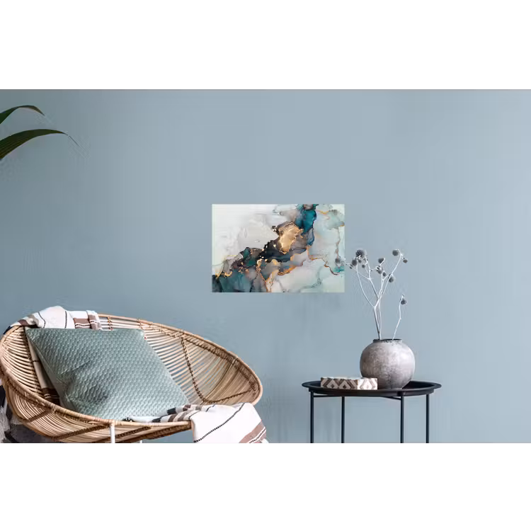 Blauw - Marmer - Goud Muursticker klein -plant