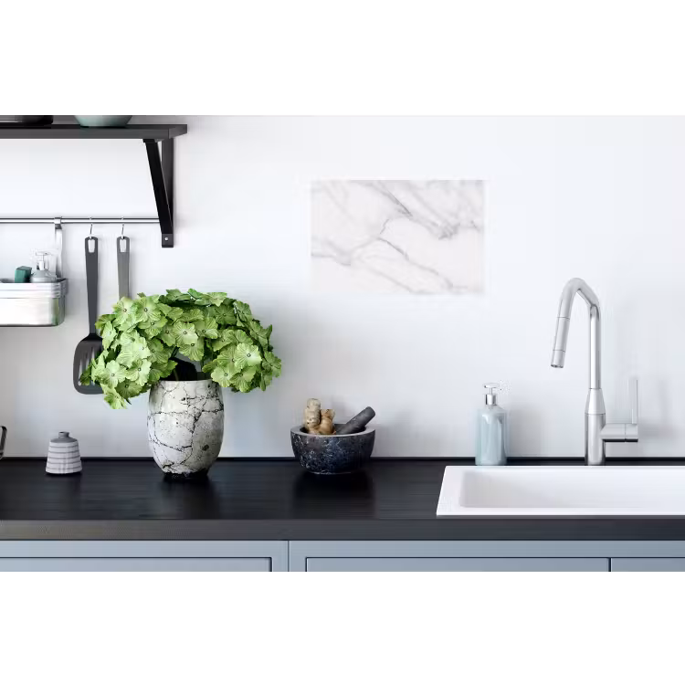 Marmer - Structuur - Wit - Grijs - Steen - Marmerlook Muursticker klein -keuken