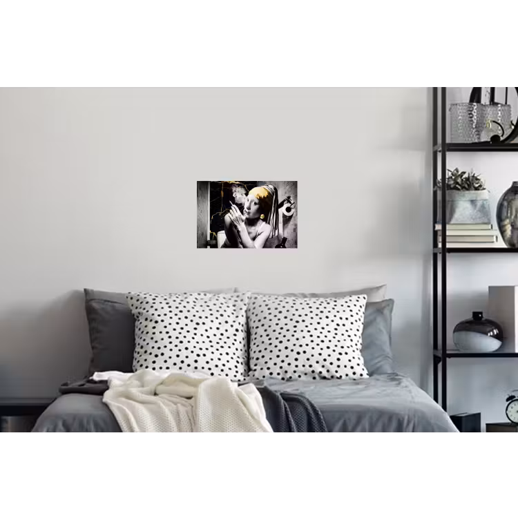 Marmerlook - Meisje met de parel - Sigaretten - Toilet - Goud - Kunst - Oude meesters Muursticker klein -slaapkamer
