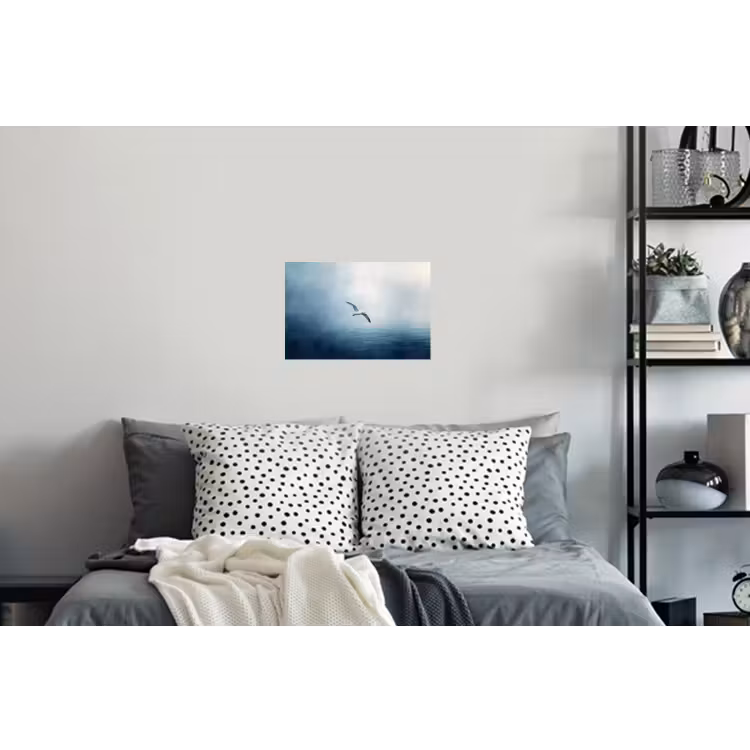 Meeuw - Wit - Zee - Mistig Muursticker klein -slaapkamer