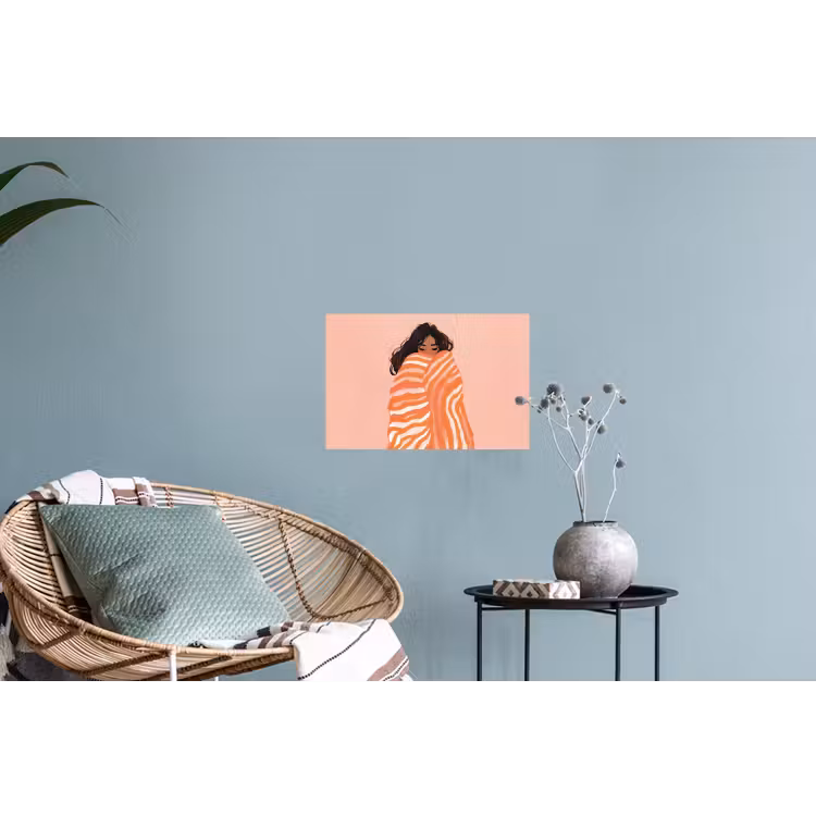 Meisje - Deken - Gestreept - Oranje Muursticker klein -plant