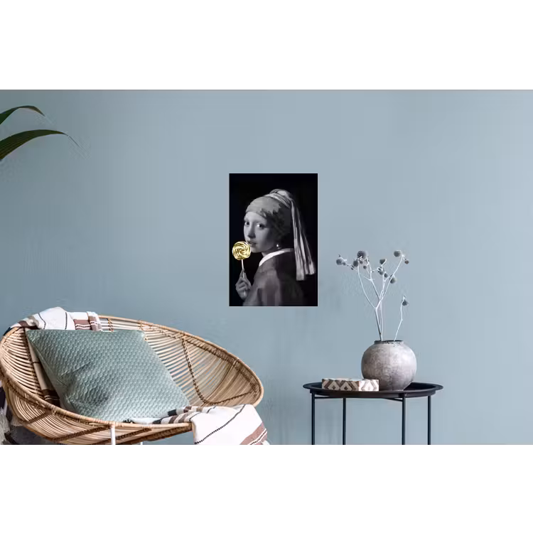 Meisje met de parel - Johannes Vermeer - Lolly - Goud Muursticker klein -plant
