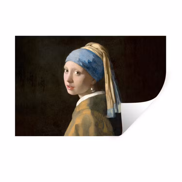 Meisje met de parel - Schilderij - Oude meesters - Vermeer Muursticker klein -3d