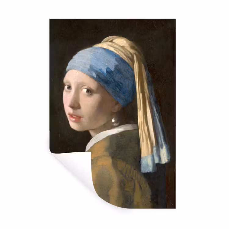 Meisje met de Parel - Schilderij van Johannes Vermeer Muursticker klein -3d