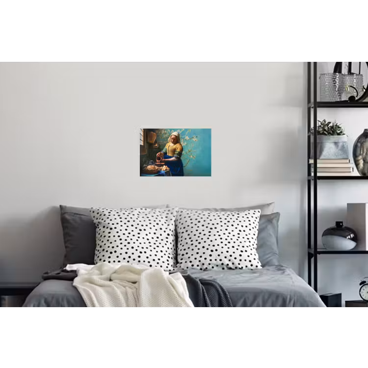 Melkmeisje - Amandelbloesem - Van Gogh - Vermeer - Schilderij - Oude meesters Muursticker klein -slaapkamer