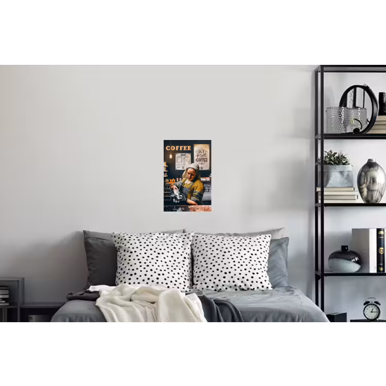 Melkmeisje - Barista - Koffie - Vintage - Kunst - Abstract - Schilderij - Oude meesters Muursticker klein -slaapkamer