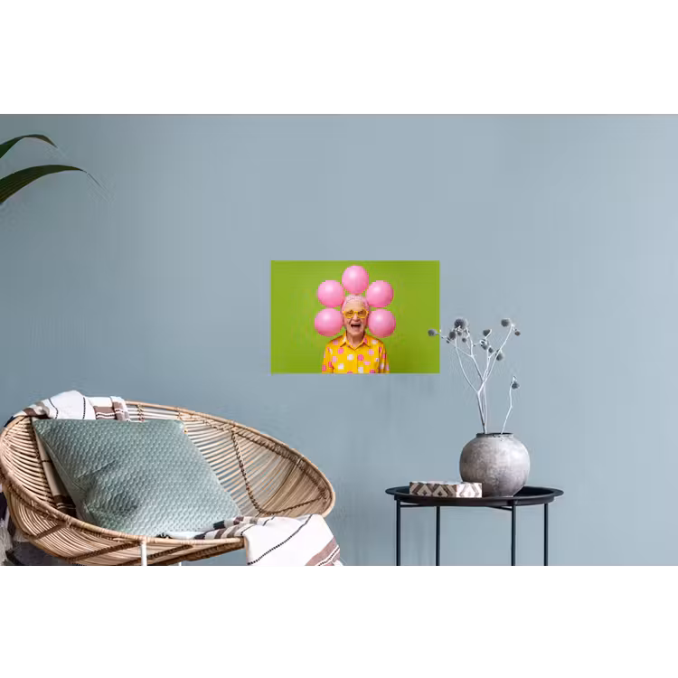 Mens - Ballonnen - Feest - Kleurrijk - Roze Muursticker klein -plant