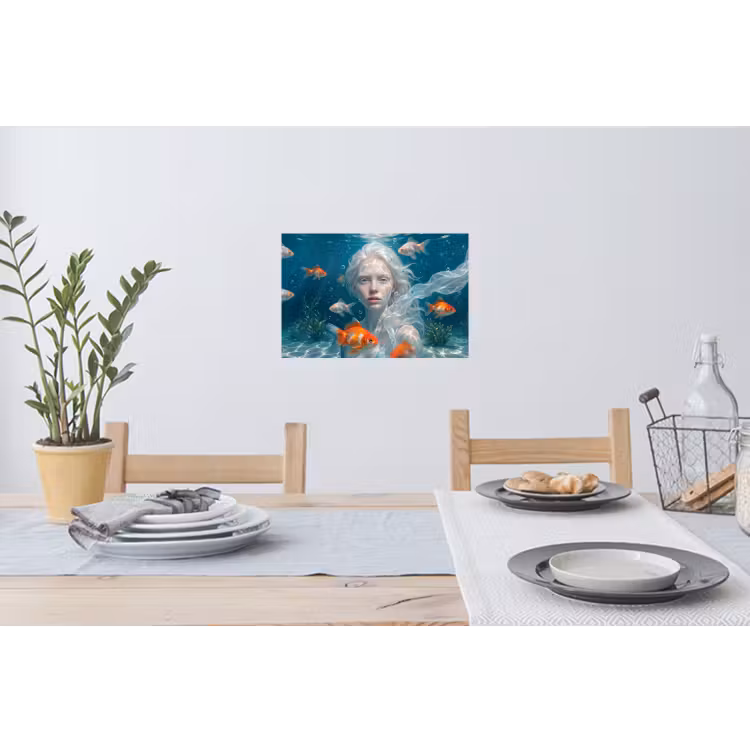 Mens - Onderwater - Vis - Modern - Blauw Muursticker klein -eettafel