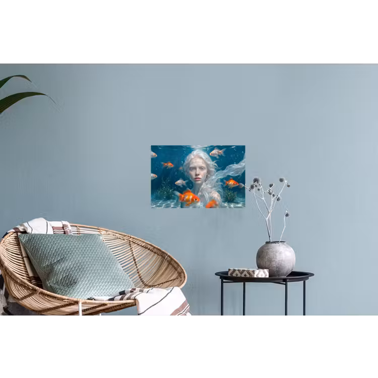 Mens - Onderwater - Vis - Modern - Blauw Muursticker klein -plant