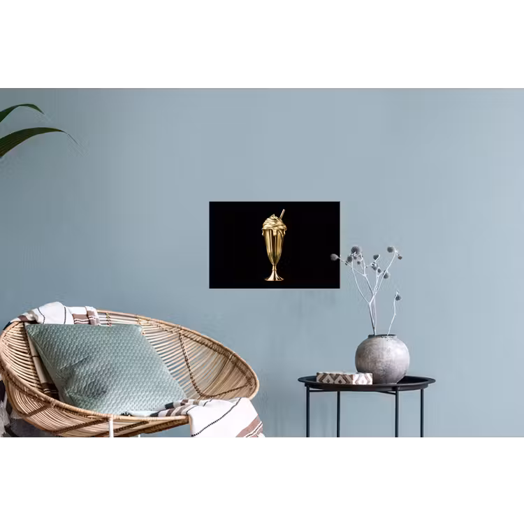 Milkshake - Goud - Drinken - Zwart Muursticker klein -plant