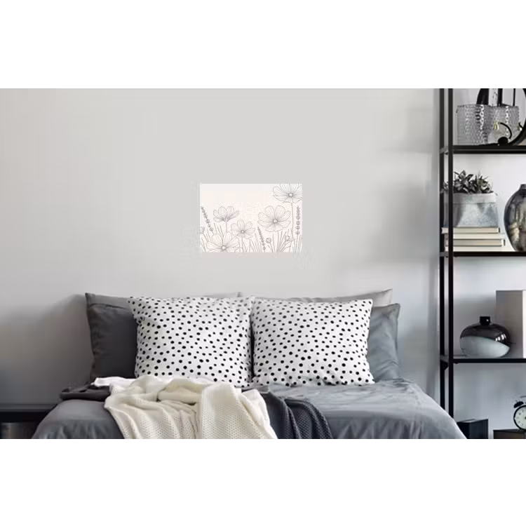 Minimalistisch - Modern - Bloemen - Beige Muursticker klein -slaapkamer
