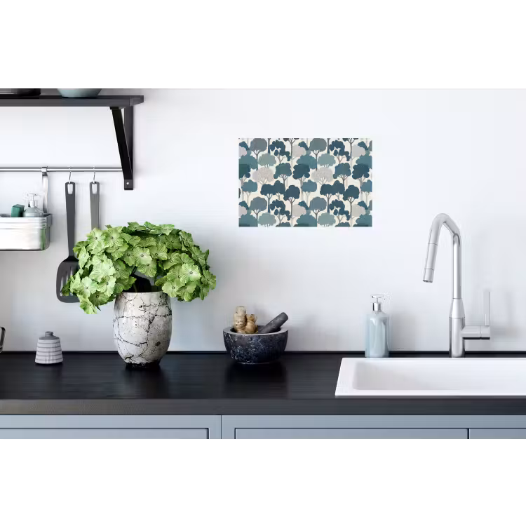 Modern - Bomen - Bos - Patroon - Blauw Muursticker klein 286 -keuken