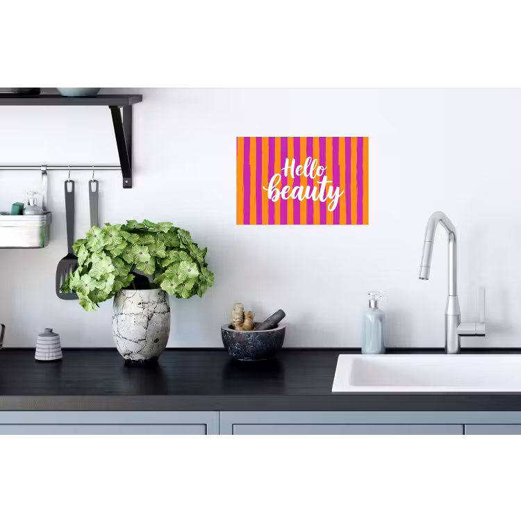 Modern - Hello - Oranje Muursticker klein -keuken