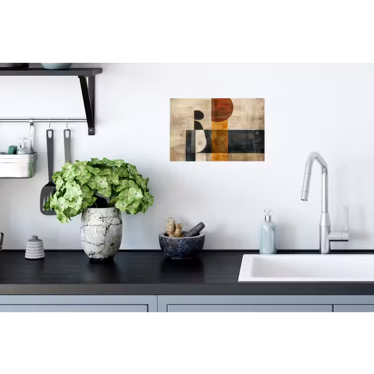 Modern - Kunst - Beige - Industrieel Muursticker klein -keuken