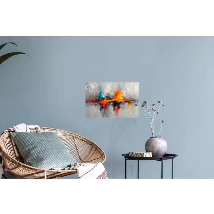 Moderne kunst - Oranje - Grijs - Abstract Muursticker klein -plant