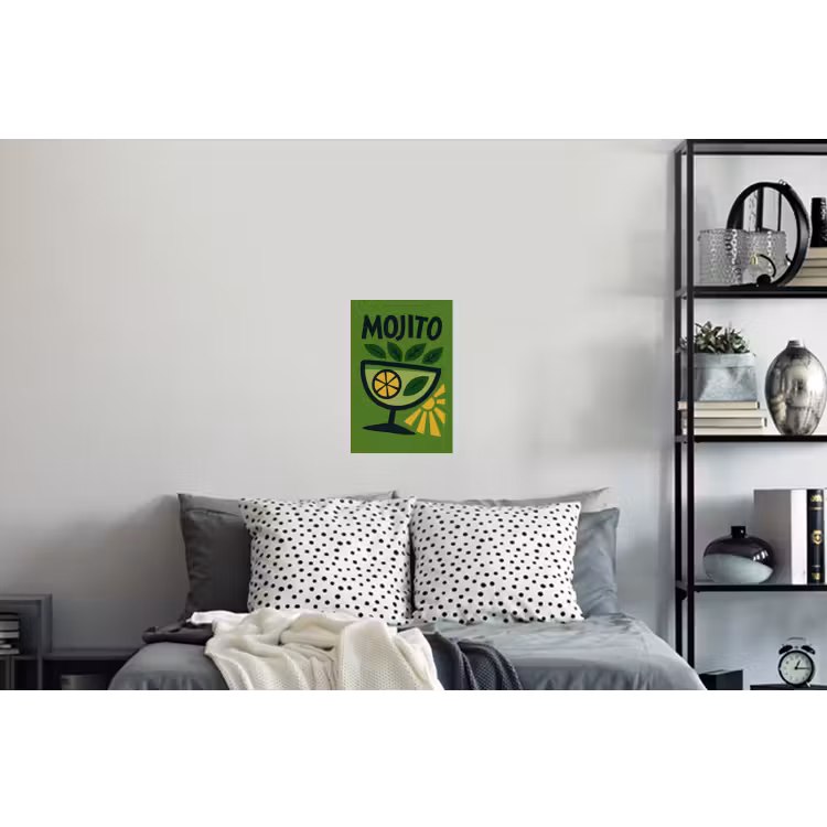 Mojito - Cocktail - Citroen - Groen Muursticker klein -slaapkamer