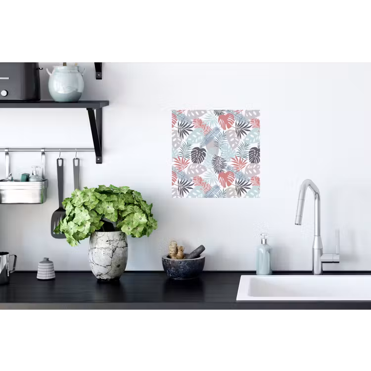 Monstera - Pastel - Bladeren - Tropical Muursticker klein -keuken