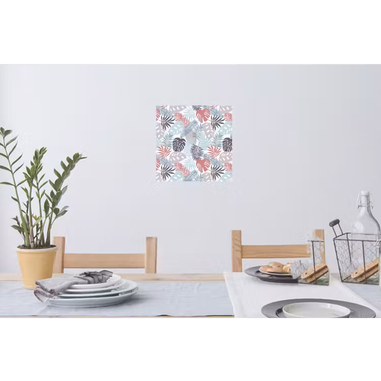 Monstera - Pastel - Bladeren - Tropical Muursticker klein -eettafel