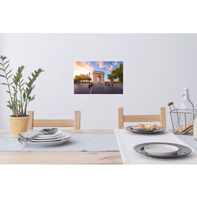 Monument - Parijs - Zonsondergang - Architectuur - Goud Muursticker klein -eettafel