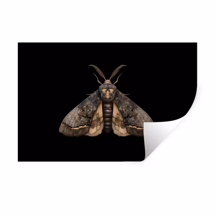Mot - Bladachtig - Grijs Muursticker klein -3d