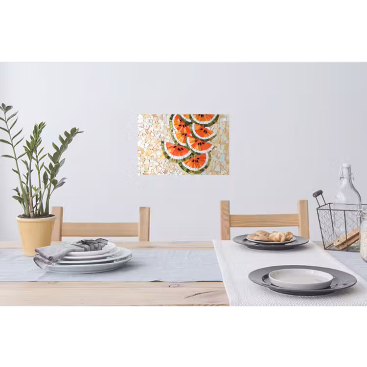 Mozaïek - Watermeloen - Rood - Pitten Muursticker klein -eettafel