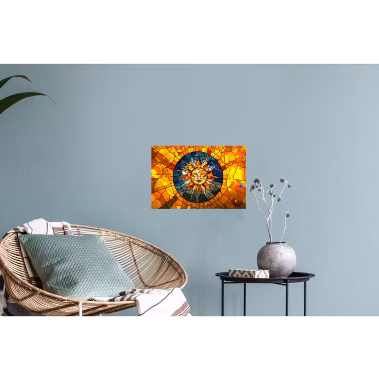 Mozaïek - Zon - Geel - Cirkel Muursticker klein -plant