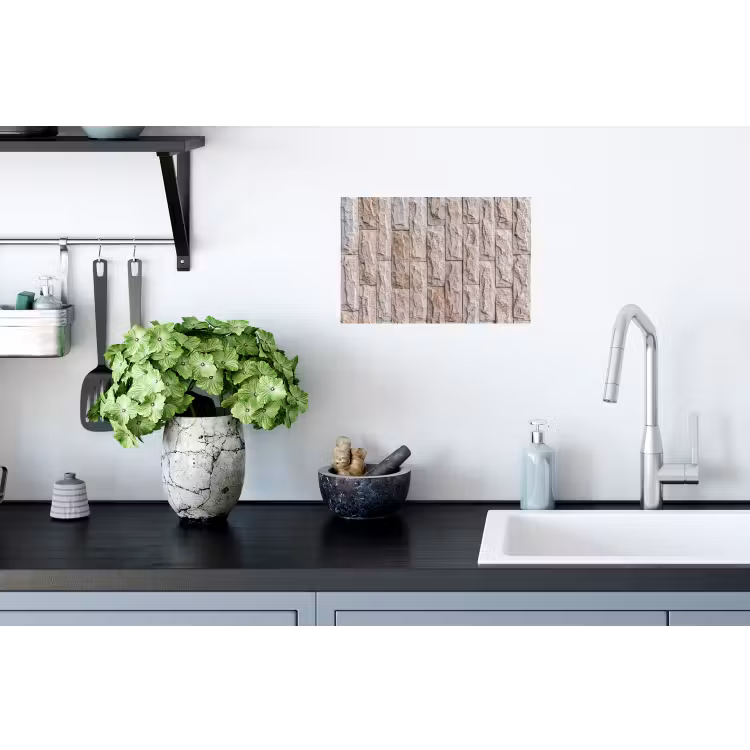 Muur - Steen - Ruw - Beige - Textuur Muursticker klein -keuken