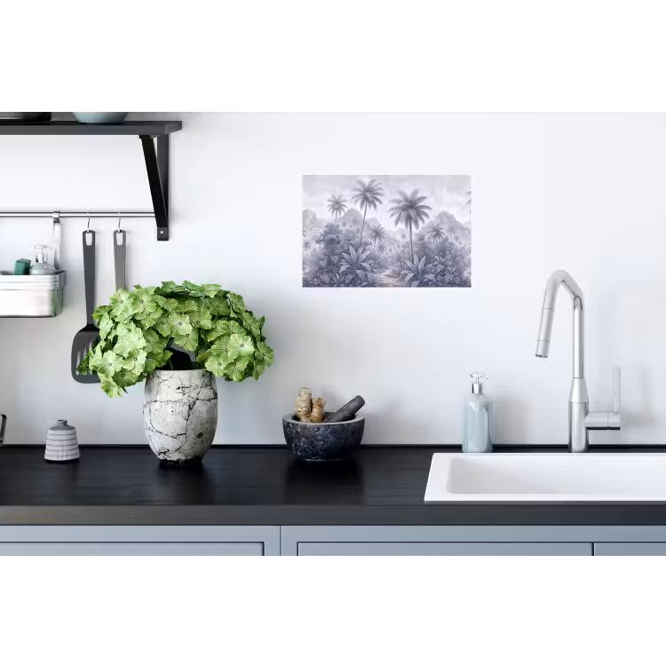 Natuur - Boom - Tropisch - Landschap - Blauw Muursticker klein -keuken