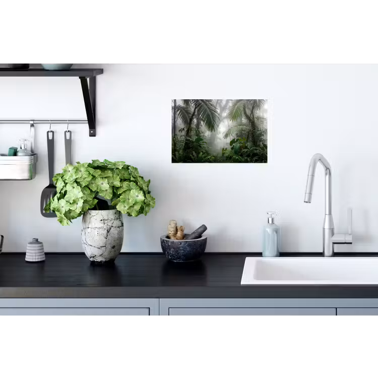 Natuur - Jungle - Mist - Tropisch - Groen Muursticker klein -keuken