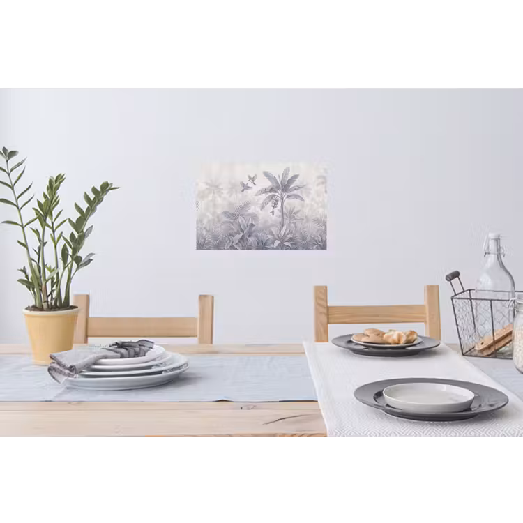 Natuur - Vogel - Jungle - Illustratie - Blauw Muursticker klein -eettafel