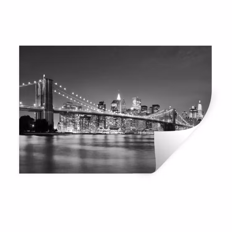 New York - Brug - Brooklyn - Zwart wit - Architectuur Muursticker klein -3d