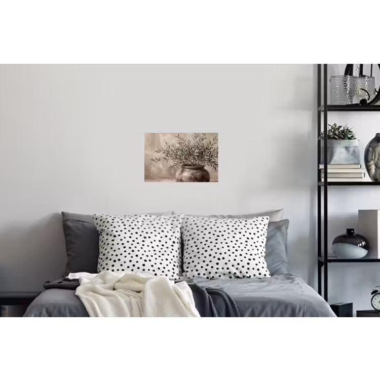 Olijfplant - Aardenpot - Abstract - Beige Muursticker klein -slaapkamer