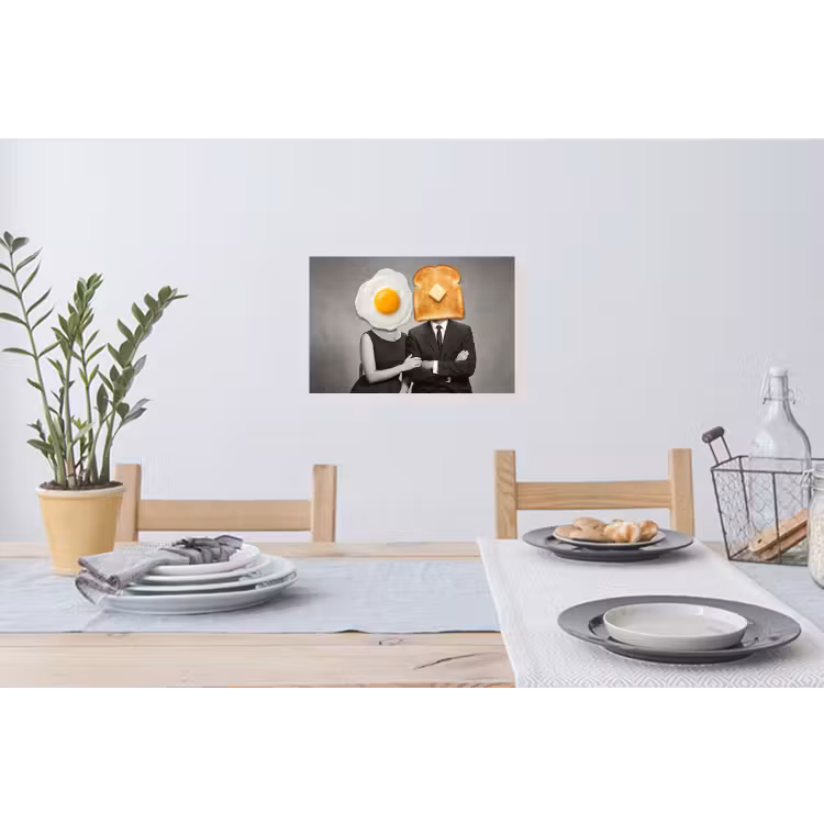 Ontbijt - Koppel - Ei - Brood Muursticker klein -eettafel