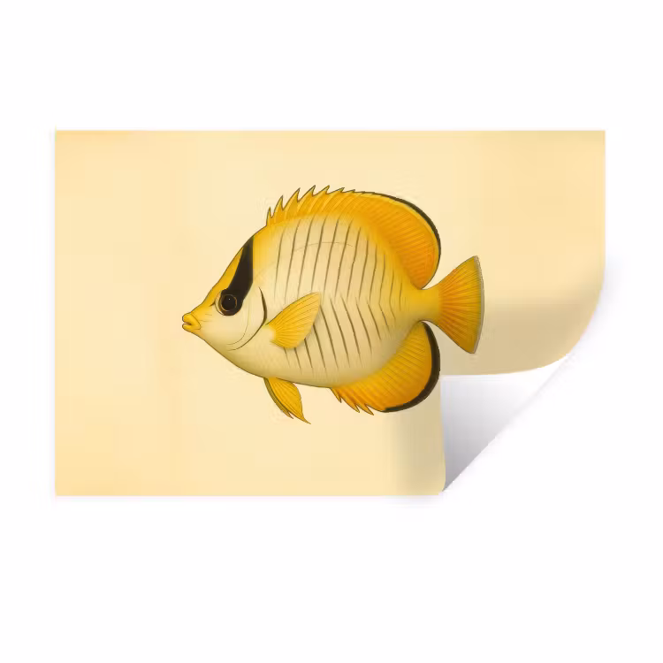 Ovaal - Vis - Geel - Schubben Muursticker klein -3d