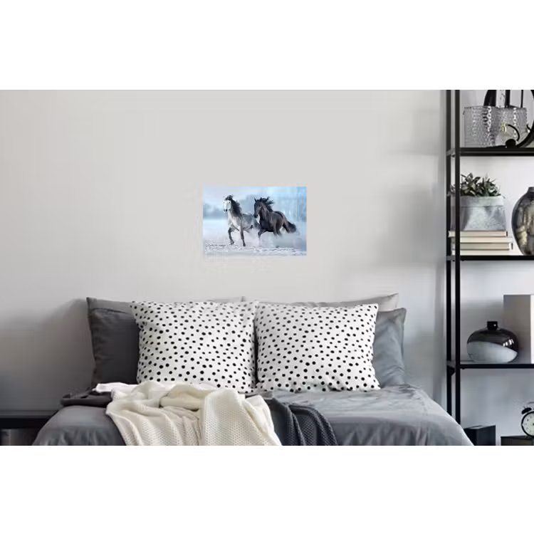 Paarden - Winter - Dieren - Natuur - Sneeuw Muursticker klein -slaapkamer