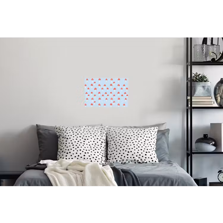 Paddenstoel -Sprookje - Blauw Muursticker klein 286 -slaapkamer