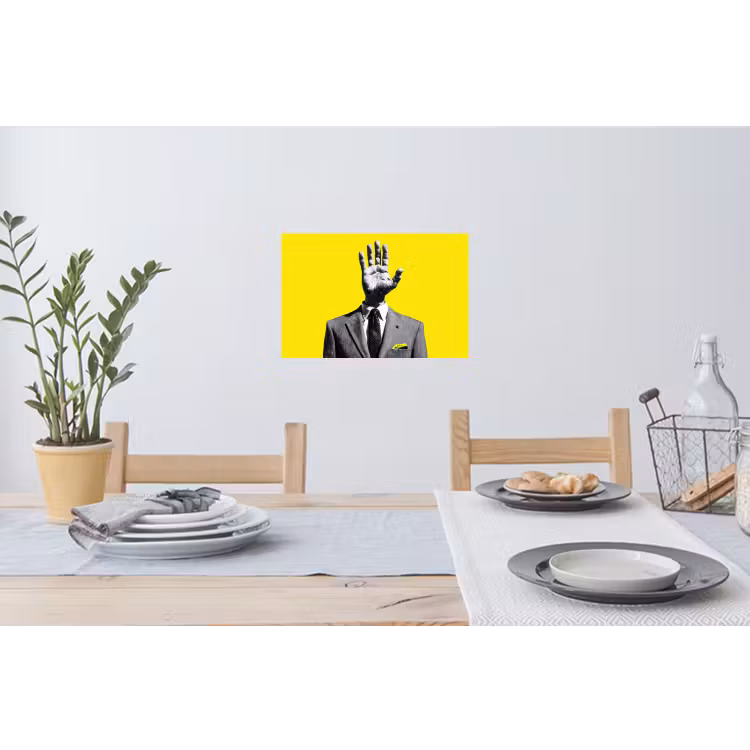 Pak - Hand - Geel Muursticker klein -eettafel