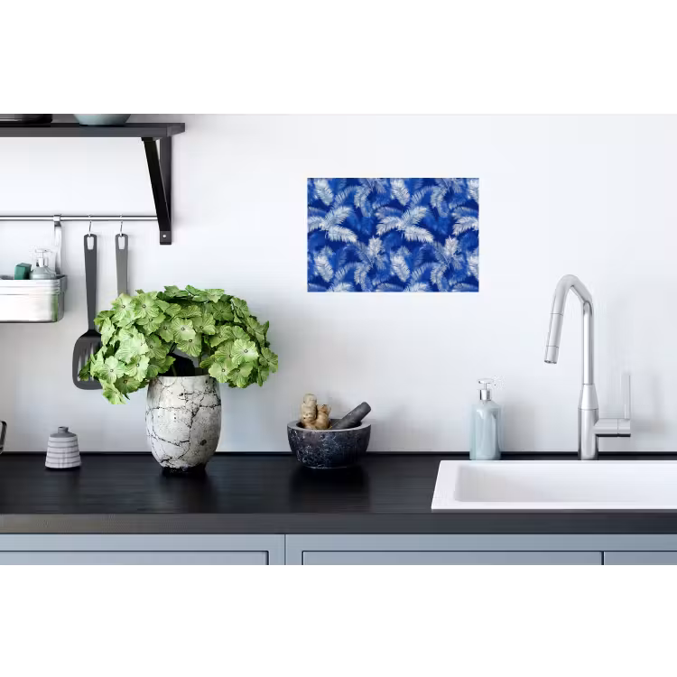 Palmblad - Patroon - Blauw Muursticker klein 286 -keuken