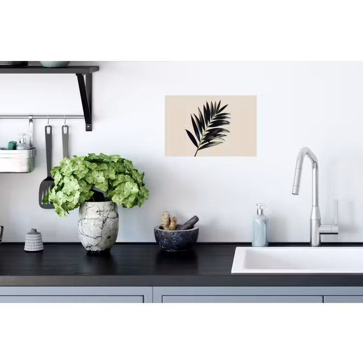 Palmblad - Subtiel - Groen - beige Muursticker klein -keuken