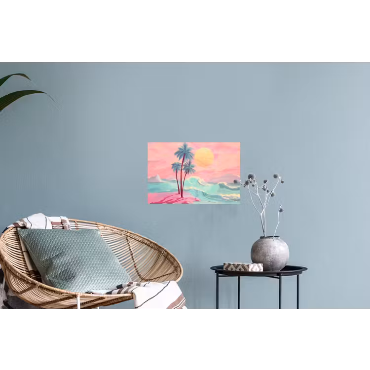 Palmbomen - Golven - Zee Muursticker klein -plant
